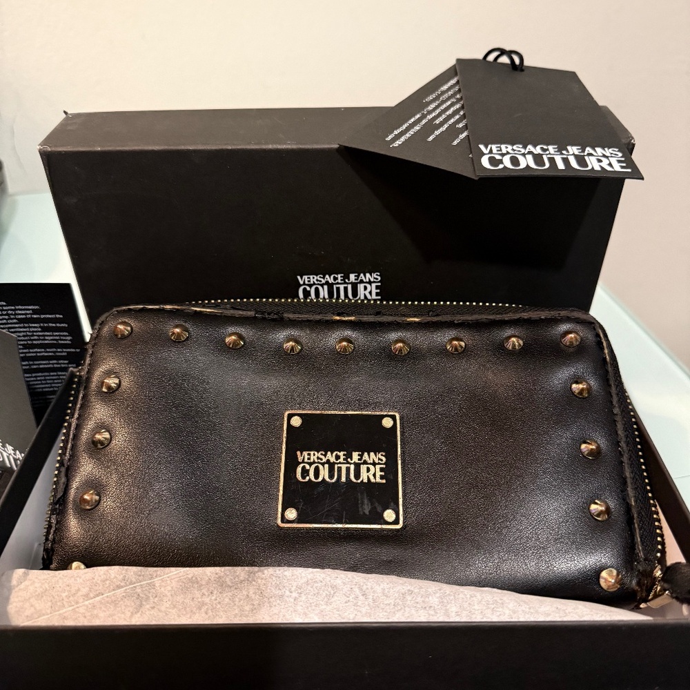 Versace Jeans Couture Studded Zip Around Wallet | Black